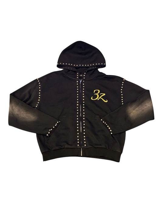 3z Embellished Zip Up - Black
