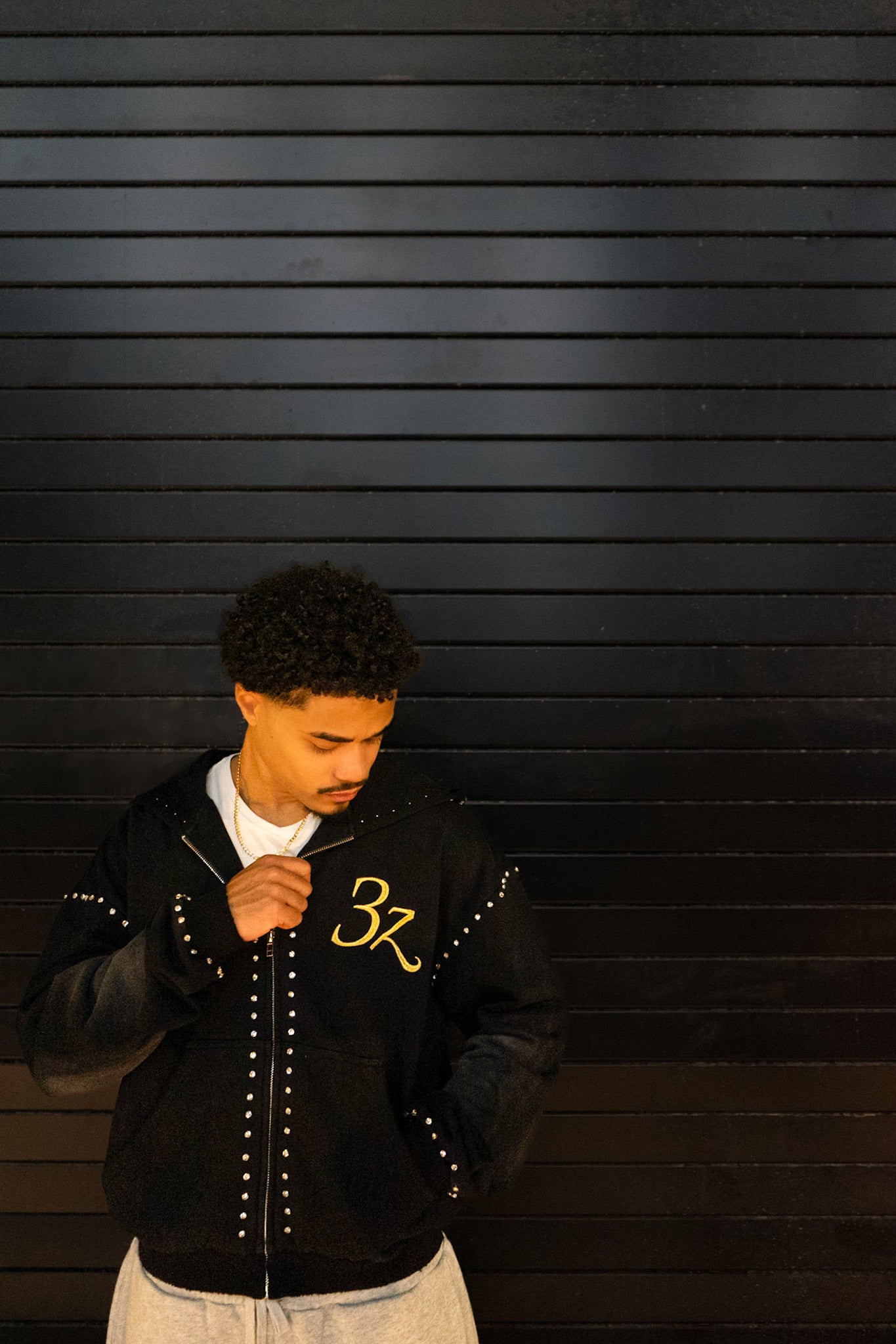3z Embellished Zip Up - Black