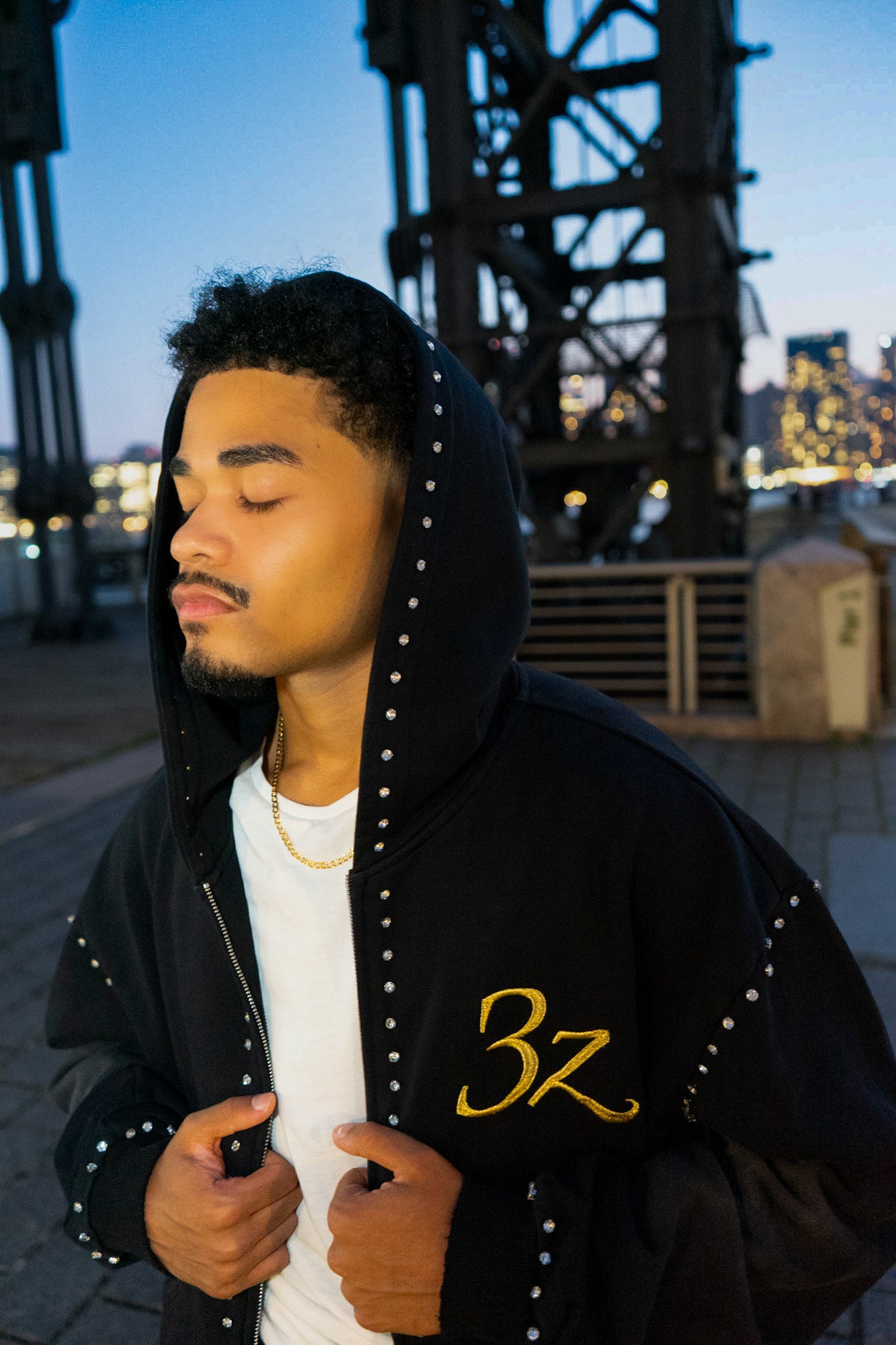 3z Embellished Zip Up - Black