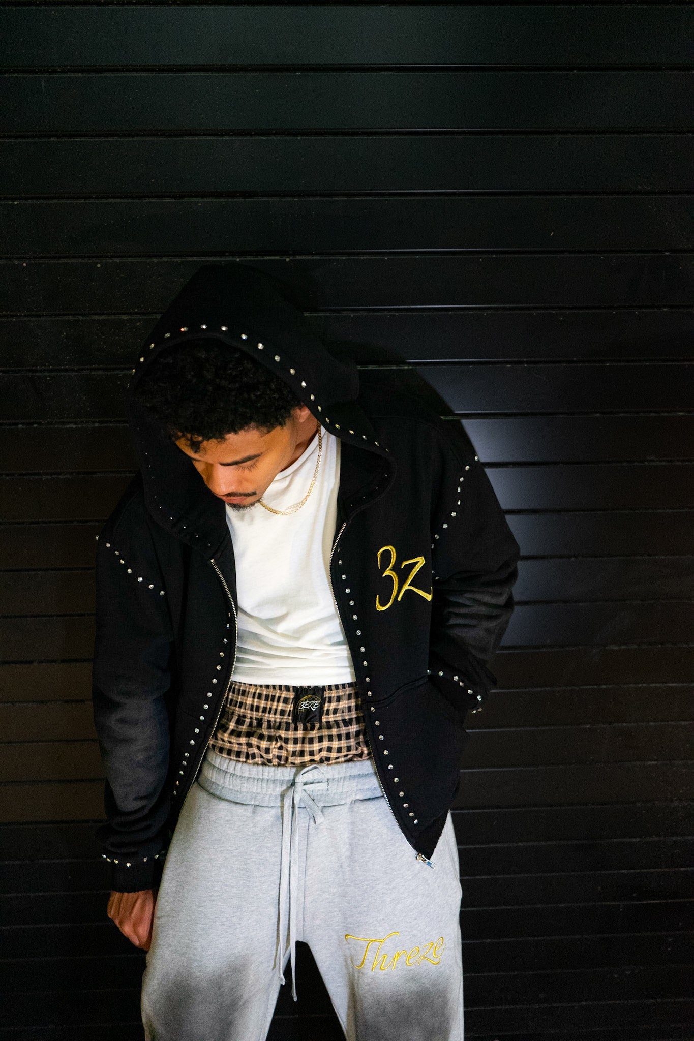 3z Embellished Zip Up - Black