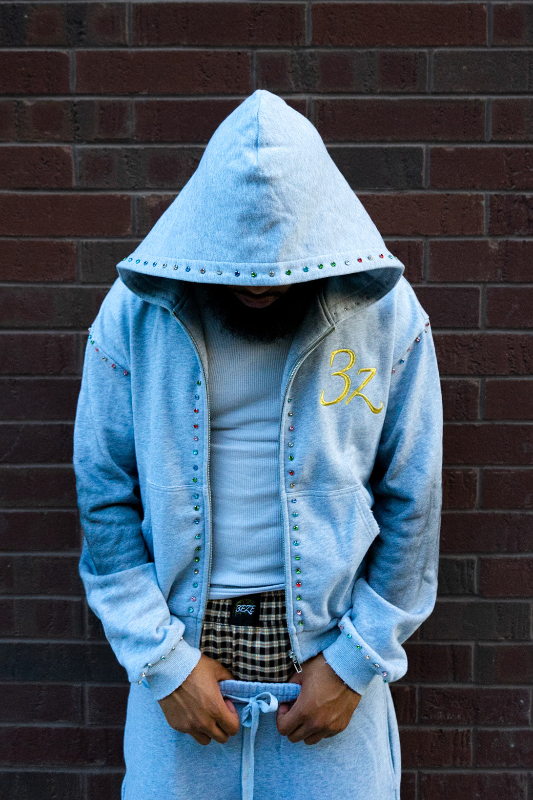 3z Embellished Zip Up - Gray