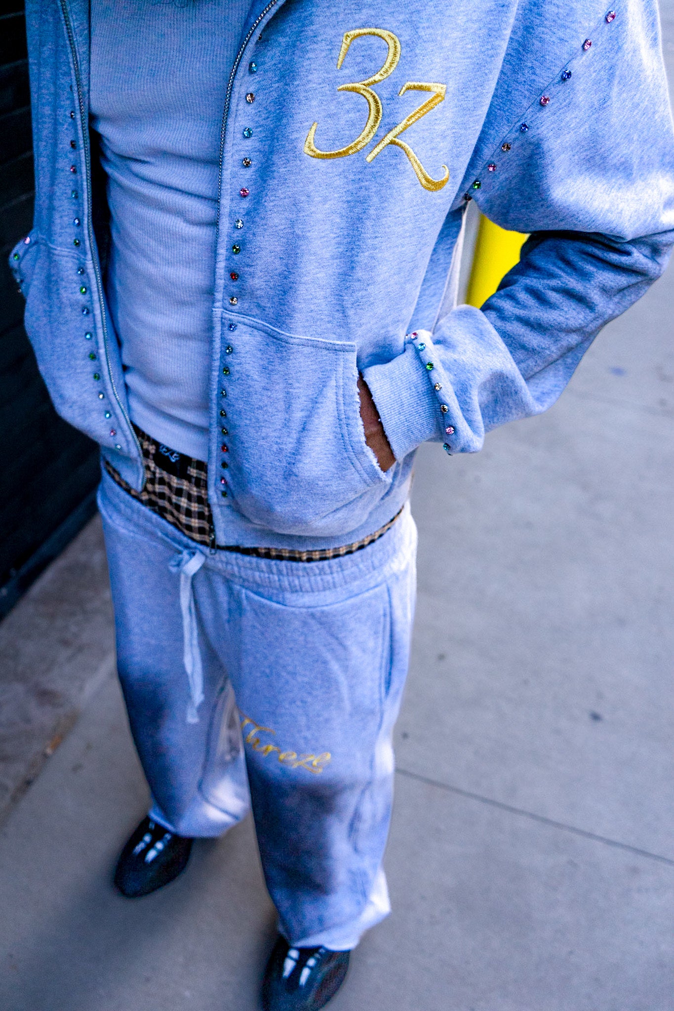 3z Embellished Zip Up - Gray